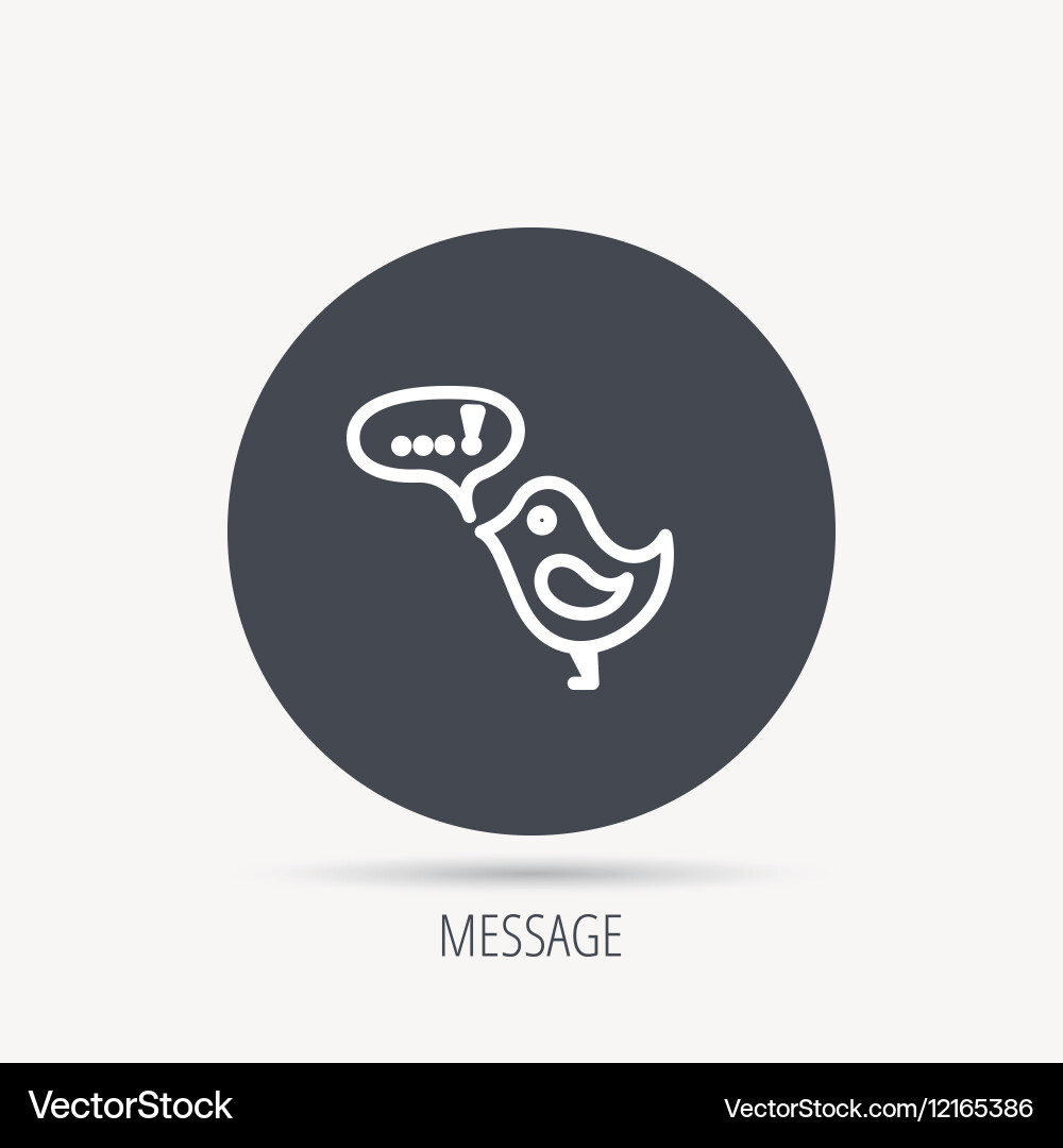 Bird with speech bubble icon short messages vector image