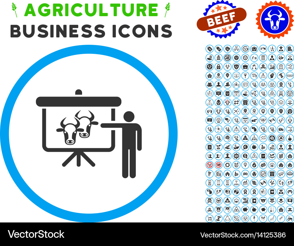 Cattle public report rounded icon with set Vector Image