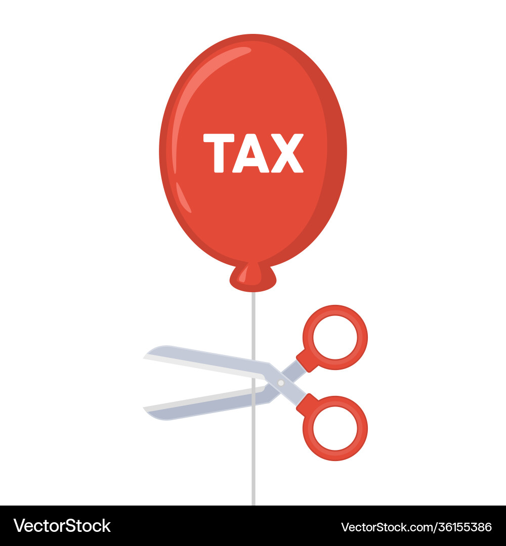 Cutting tax balloon string with scissors Vector Image