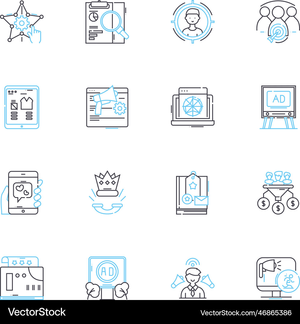 E-Mail Medien lineare Icons setzen Posteingang komponieren senden Vektorbild