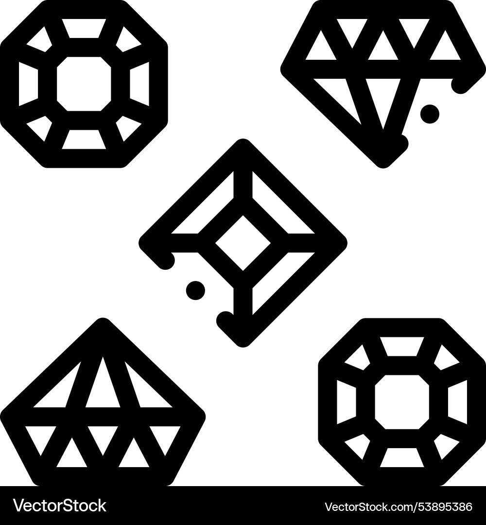 Gems icon thin linear style design isolated Gems icon thin linear style design isolated vector image