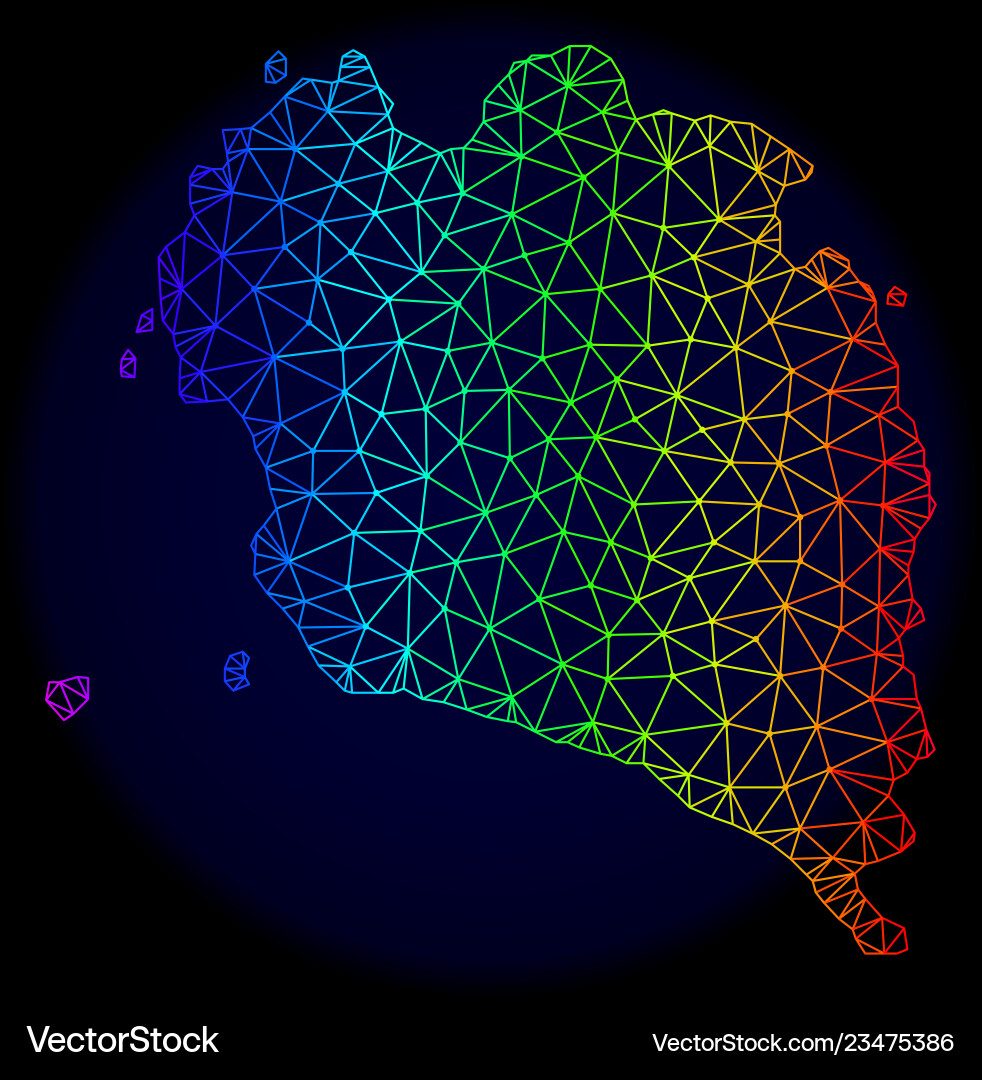 Polygonal wire frame spectrum mesh map Polygonal wire frame spectrum mesh map vector image
