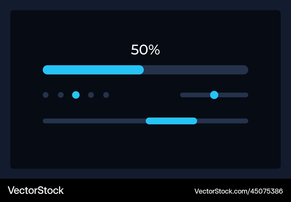 Progress bar and range slider ui element template Progress bar and range slider ui element template Vector Image