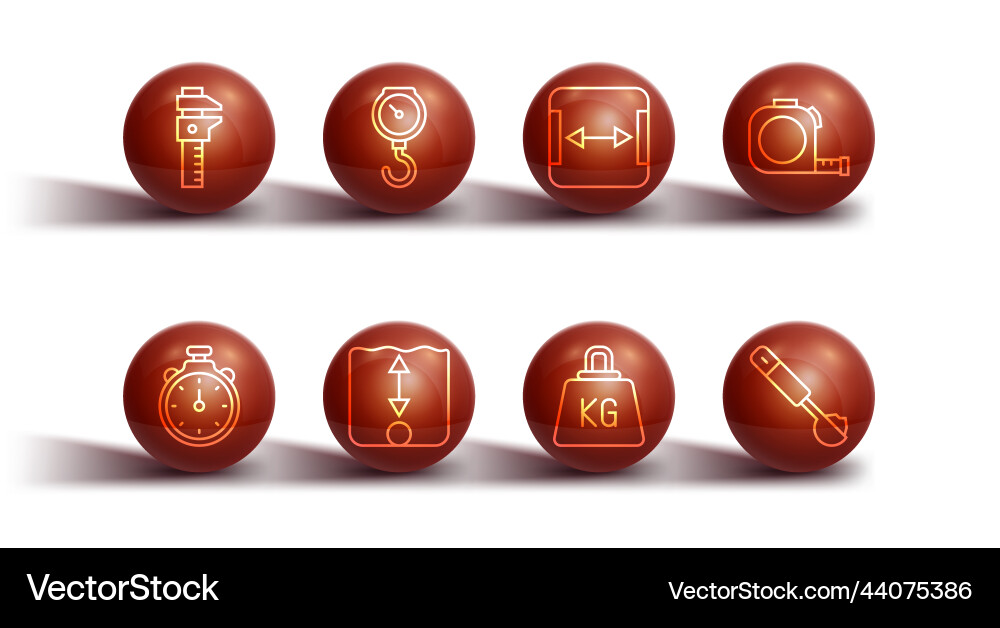 Set line calliper or caliper and scale stopwatch Set line calliper or caliper and scale stopwatch Vector Image