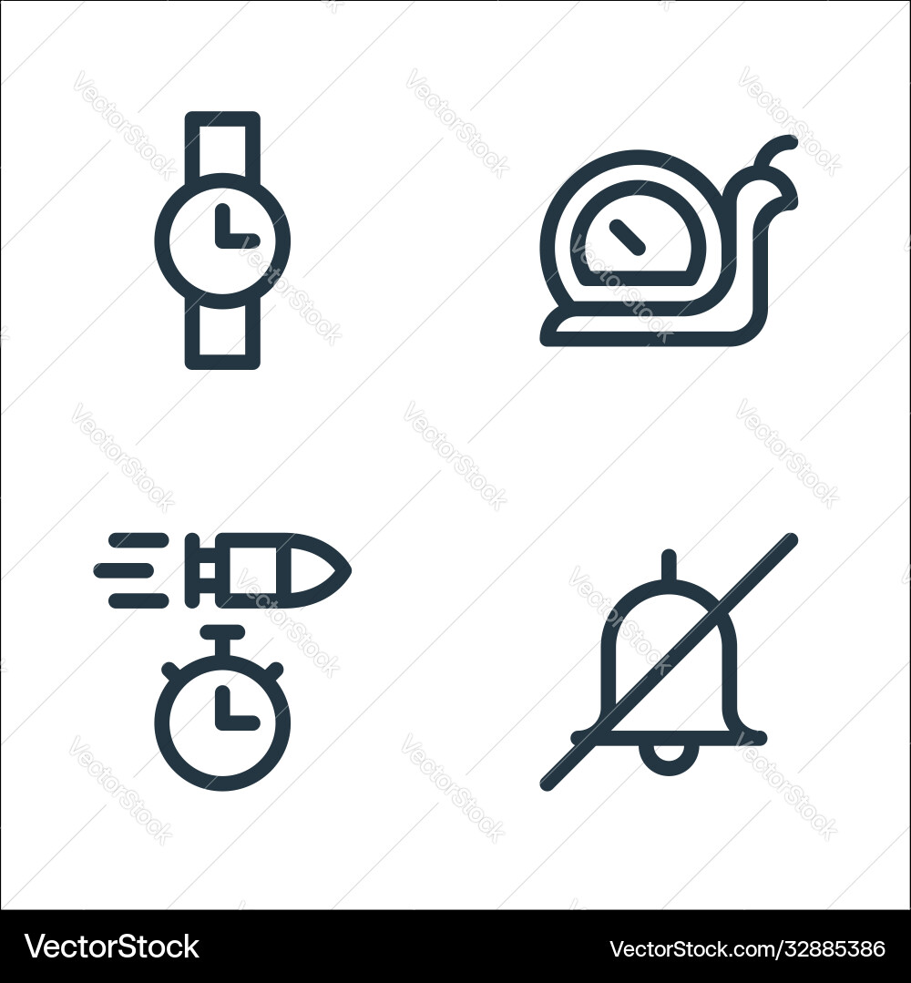 Speedometer and time line icons linear set vector image