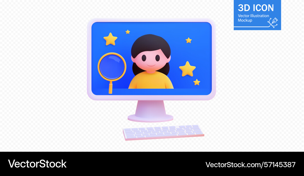 A 3d of computer monitor Vector Image