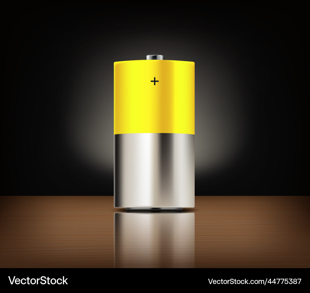 Battery with reflection on a table 3d mockup Vector Image