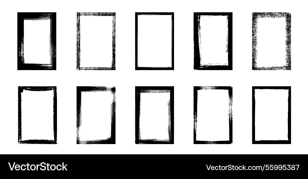 Brush border frame grunge paint brushstroke Brush border frame grunge paint brushstroke vector image