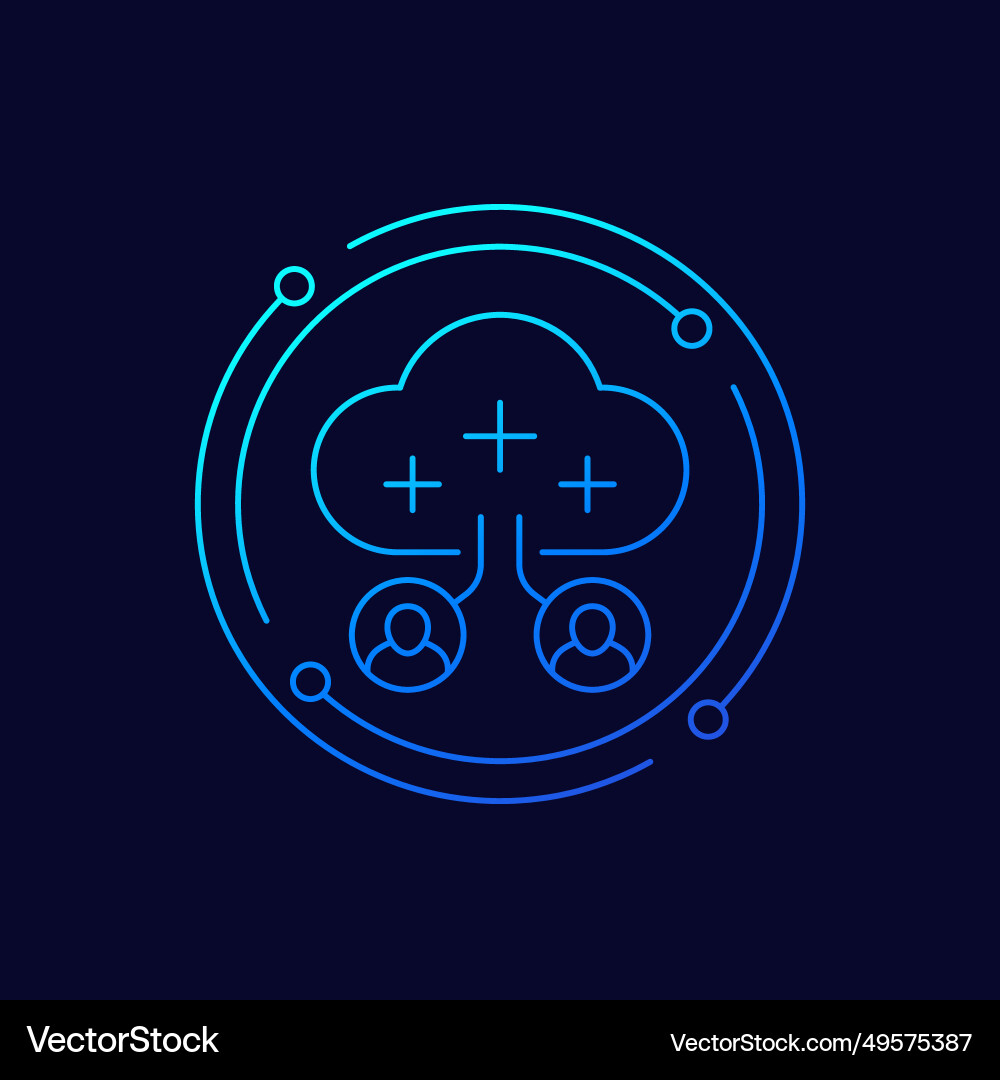 Collect user data icon with a cloud linear design Vector Image
