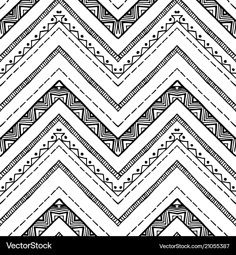 Hand drawn pattern zigzag and stripe line Vector Image