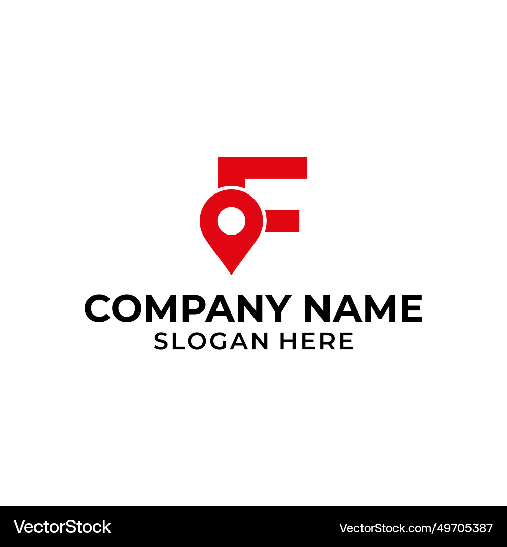 Letter f logo with location icon pointer Letter f logo with location icon pointer Vector Image