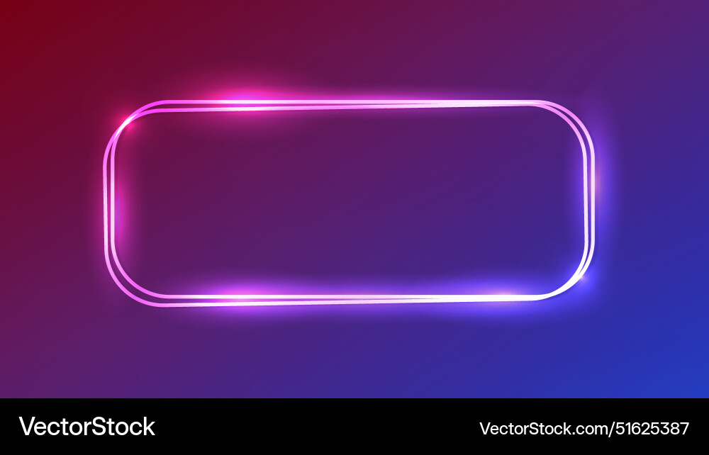 Neon double rounded rectangular frame Neon double rounded rectangular frame Vector Image