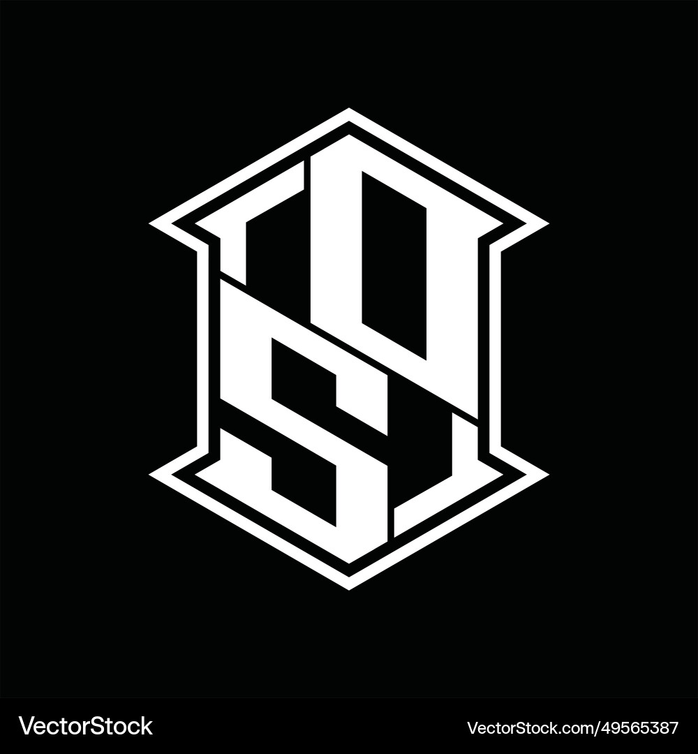 Os logo monogram hexagon shield shape up and down Vector Image