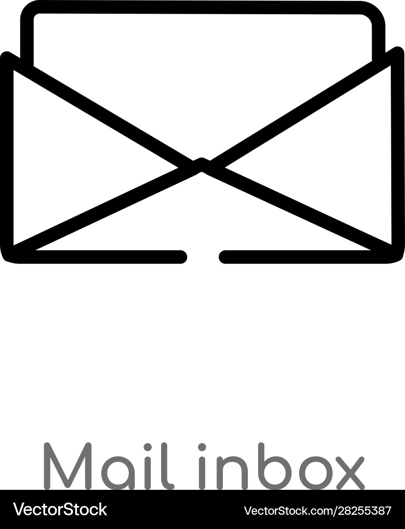 Outline mail inbox icon isolated black simple Vector Image