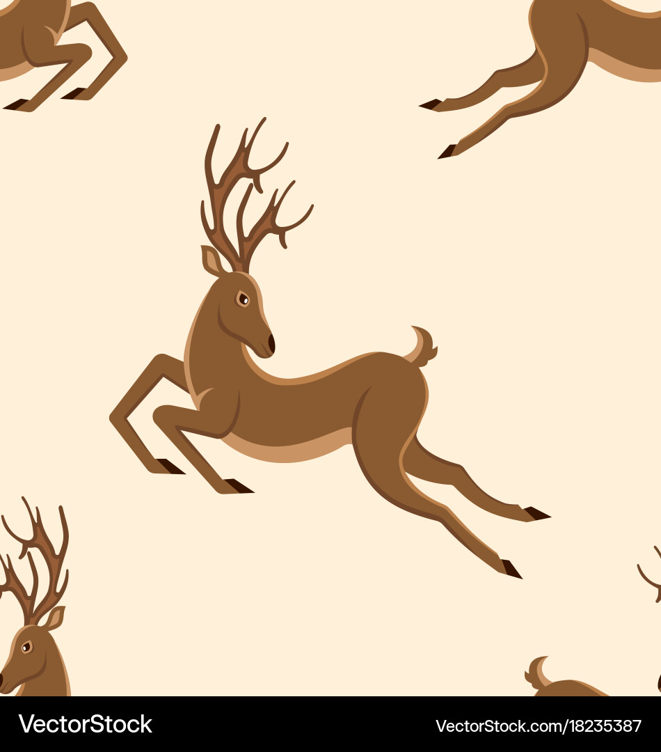 Seamless pattern with jumping deers retro texture Vector Image