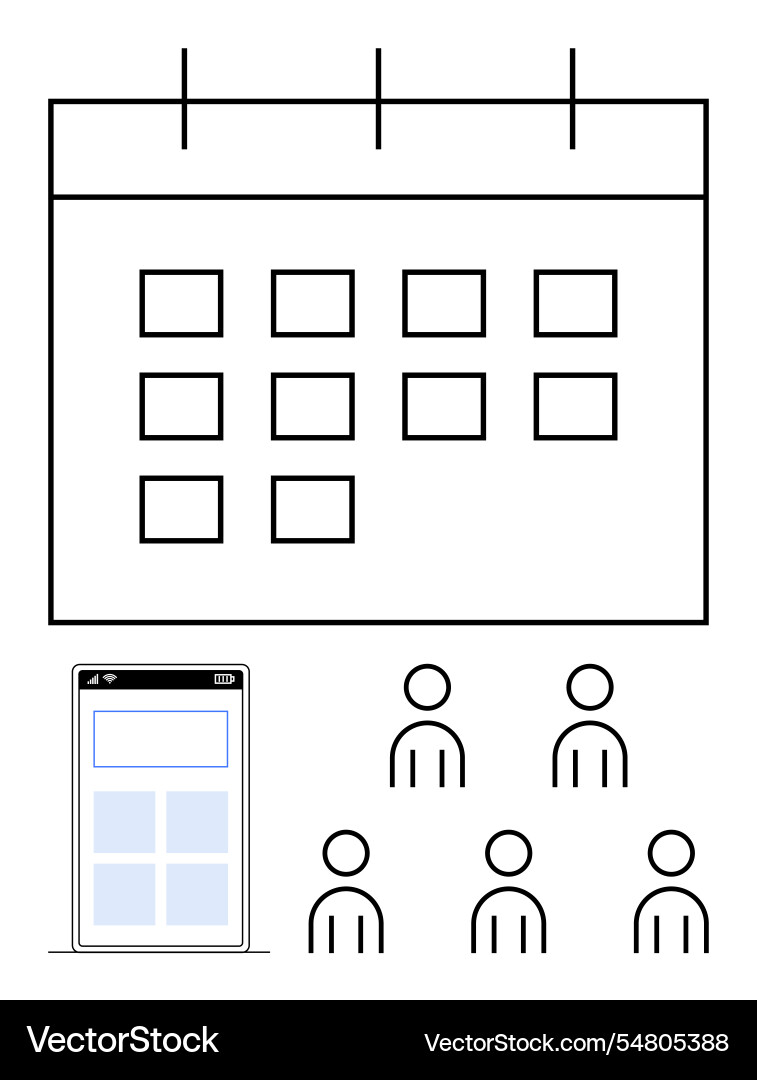 Calendar with blank spaces smartphone interface Calendar with blank spaces smartphone interface vector image