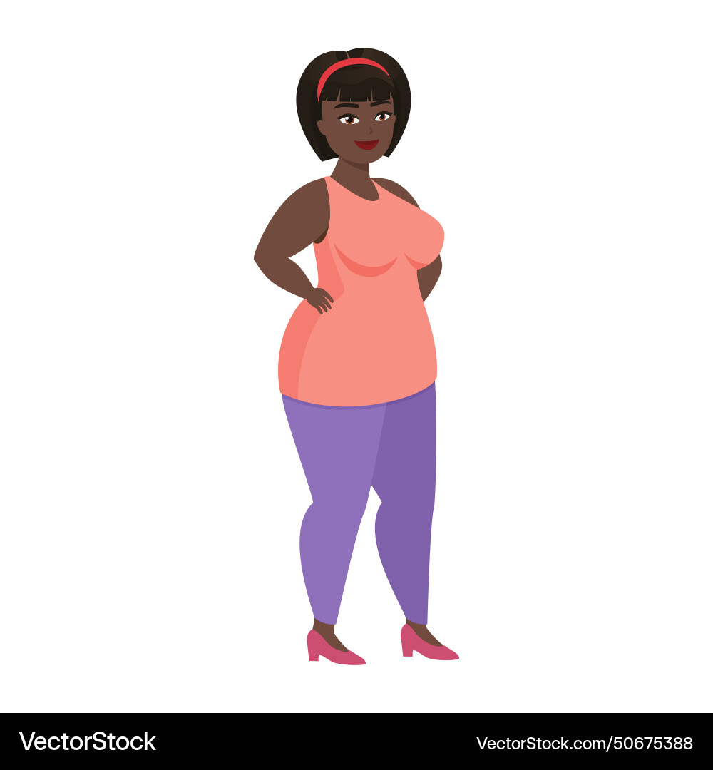 Chubby Frau in Freizeitkleidung glücklich stehen Chubby Frau in Freizeitkleidung glücklich stehen vektorbild