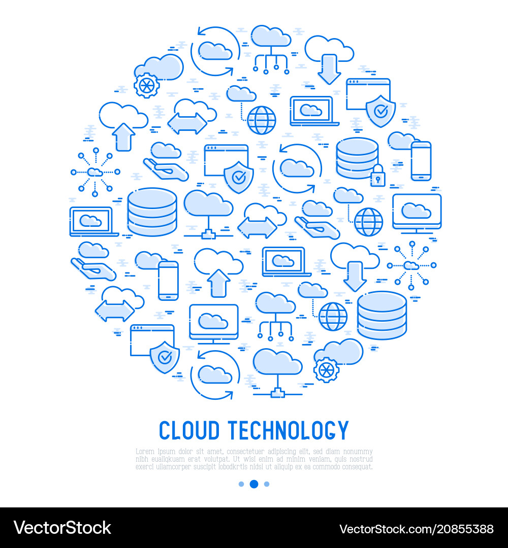 Cloud computing technology concept in circle Vector Image