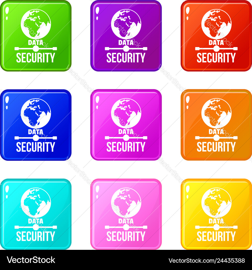 Data Security Icon Set - 9 Color Variations vector image