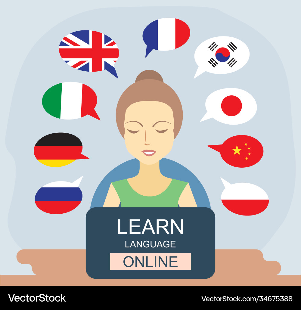 Learn different languages online concept Learn different languages online concept vector image