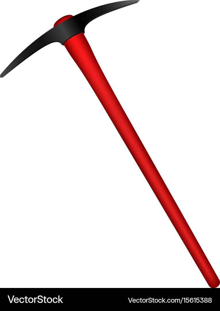 Mattock in black design with red handle Vector Image