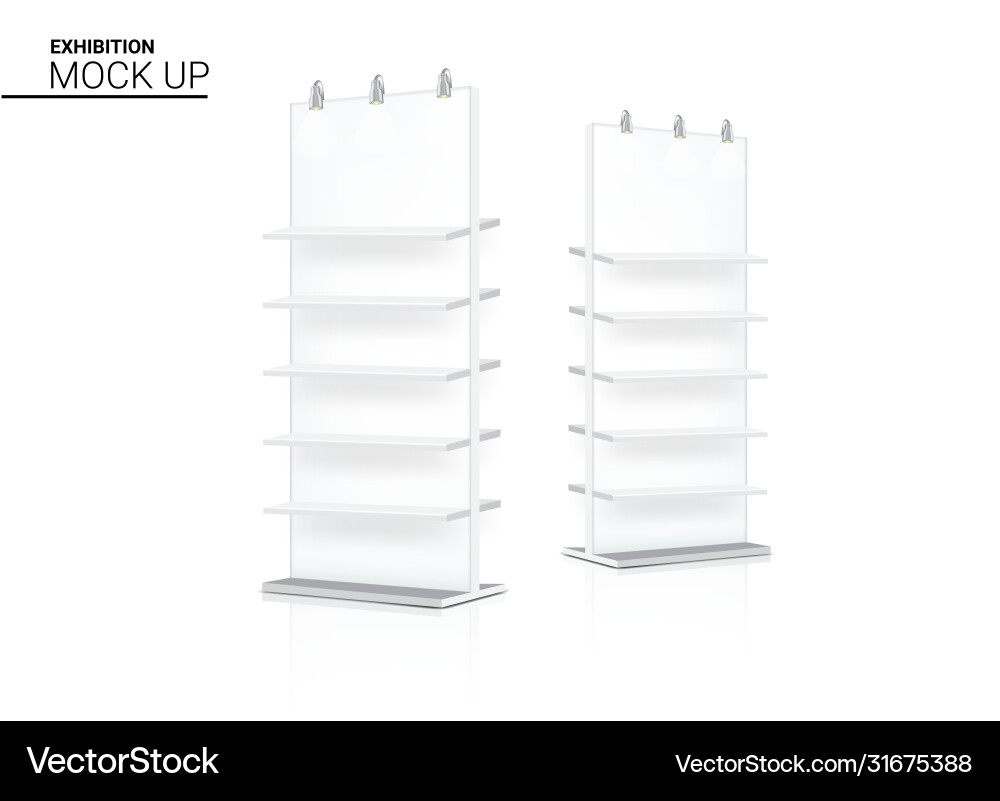 Mock up realistic banner shelf kiosk display 3d Vector Image
