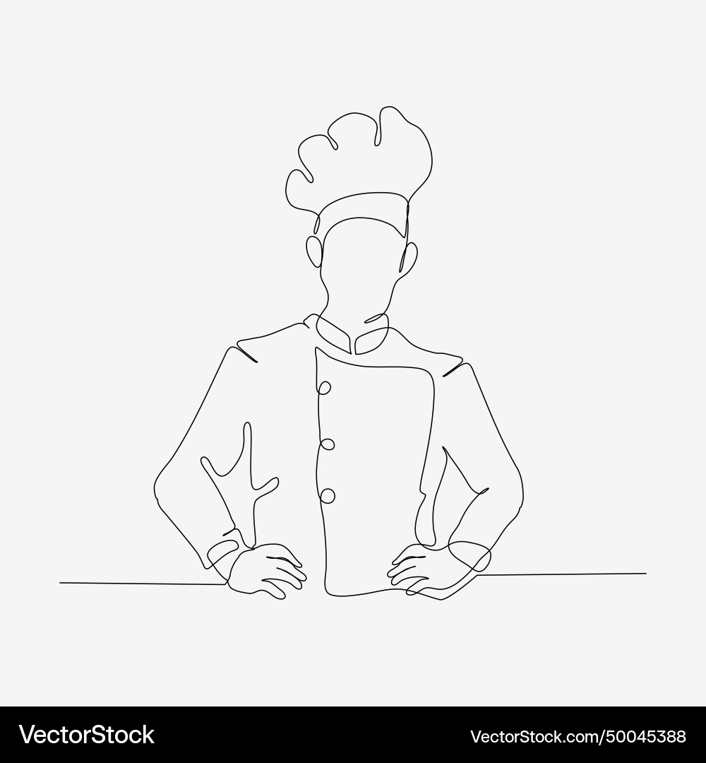 One continuous row design of stylish chef in hat Vector Image