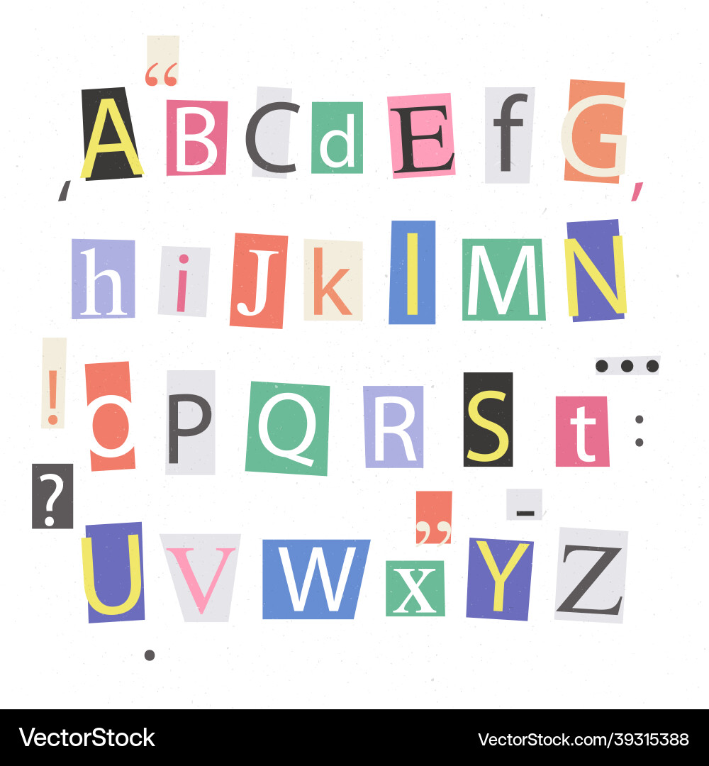 Ransom Note Letter Set - Collage Style Royalty Free Vector