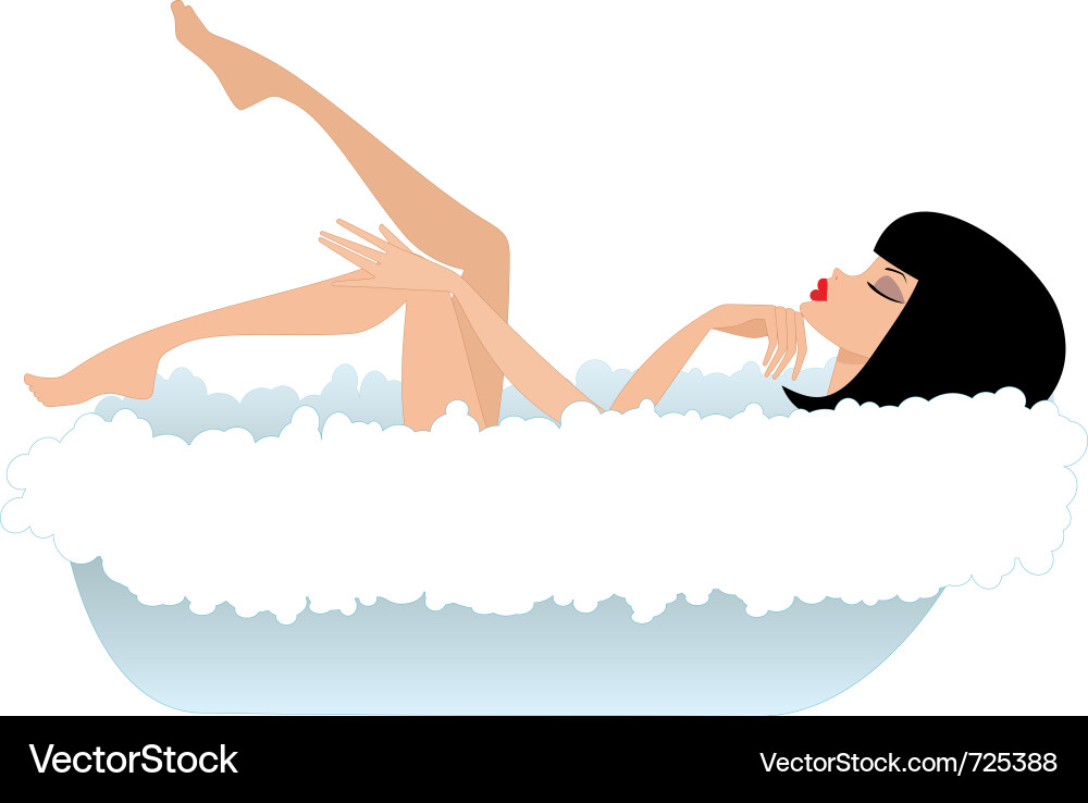 Relaxing Woman in Bathtub Vector Image