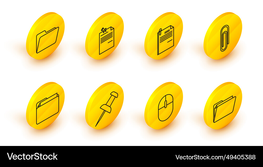 Set line document folder computer mouse push pin Set line document folder computer mouse push pin Vector Image
