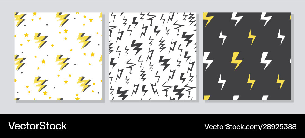 Set seamless patterns with lightning strike Vector Image