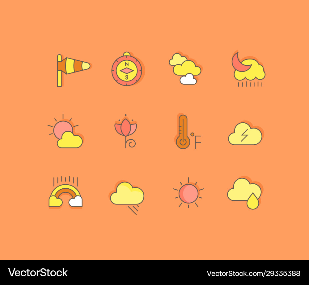 Set simple line icons weather Set simple line icons weather vector image