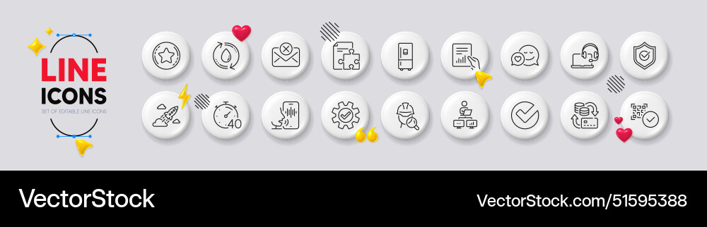 Work home consult and qr code line icons for web vector image