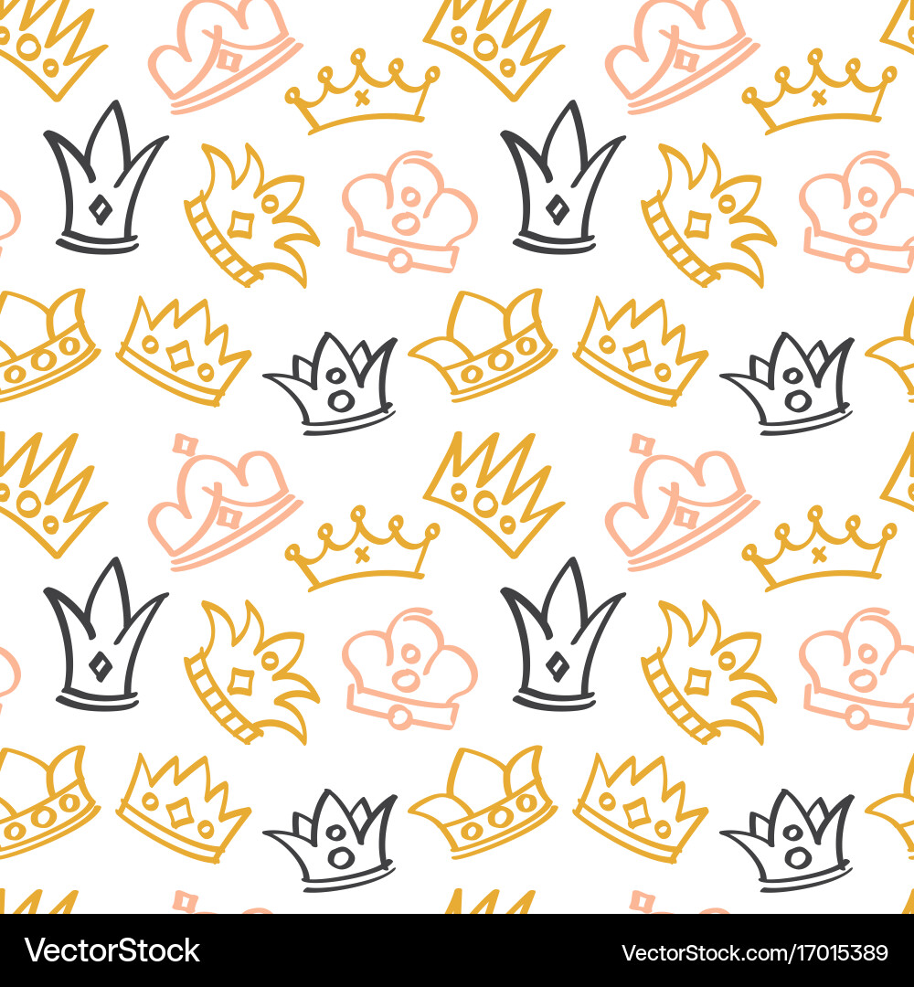 Cute Crown Seamless Pattern - Newborn Vector Image