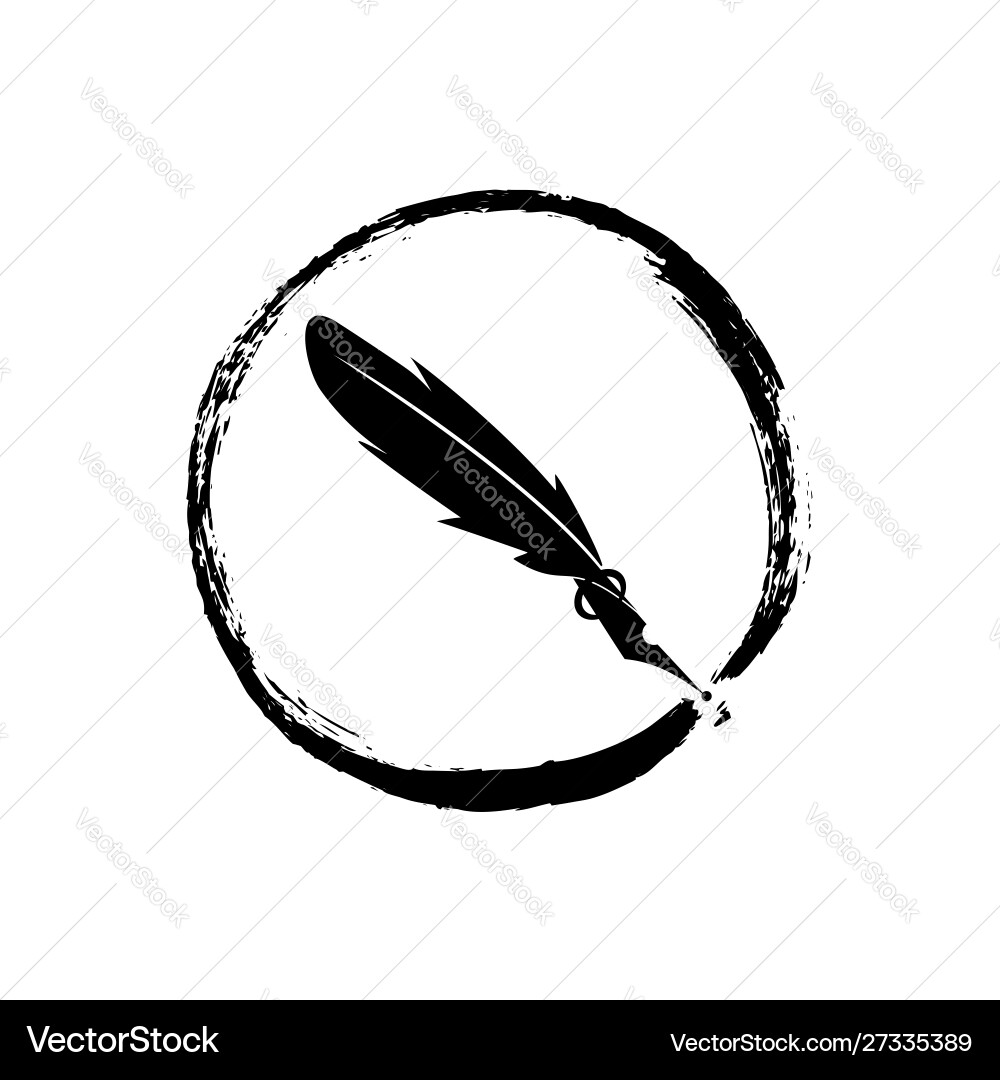 Feather pen ink icon isolated sign symbol Feather pen ink icon isolated sign symbol vector image