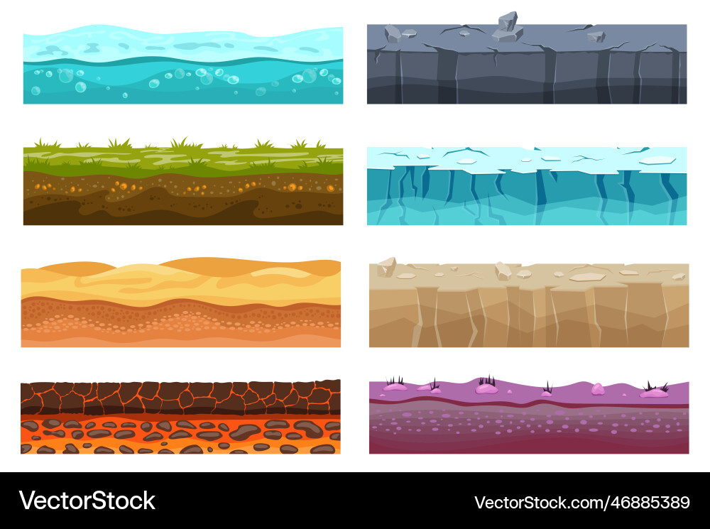 Game level ground mega set elements in flat design Game level ground mega set elements in flat design vector image
