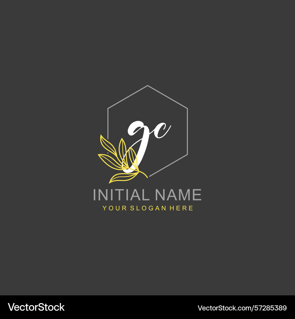 Gc initial logo templates with botanical elements Gc initial logo templates with botanical elements vector image