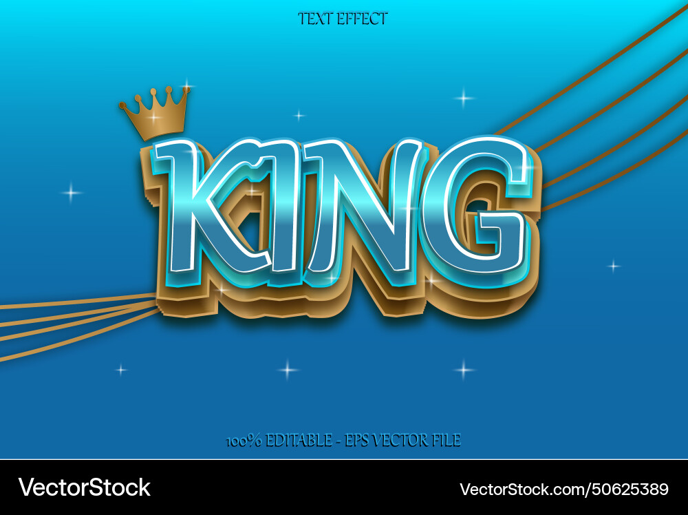 King editable text effect 3d emboss gradient King editable text effect 3d emboss gradient vector image