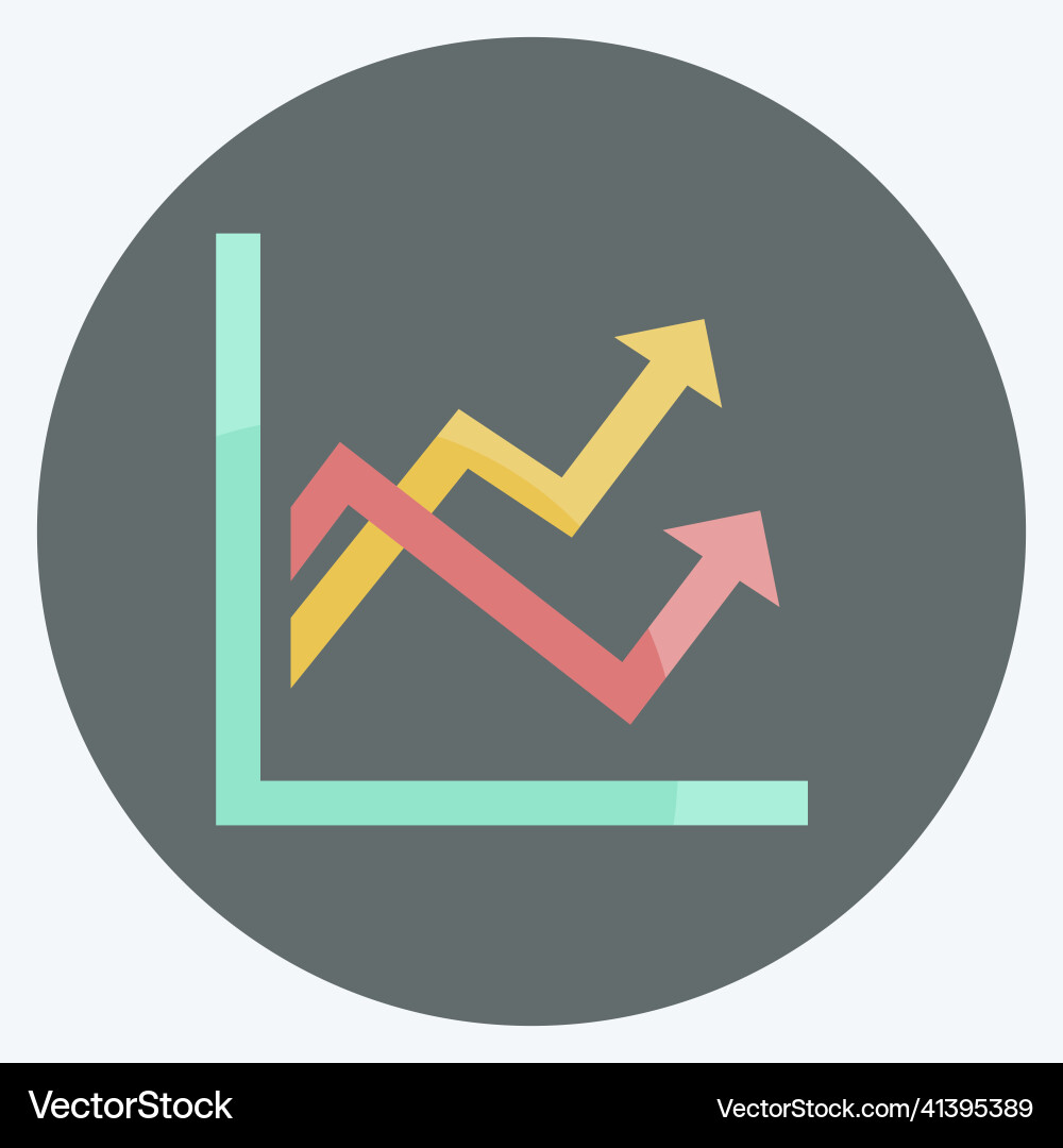 Multiple line graph icon in trendy flat style Multiple line graph icon in trendy flat style vector image