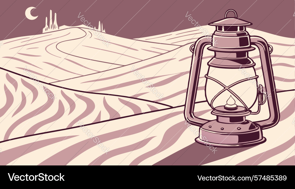 Serene field lantern soft glow in abstract Vector Image