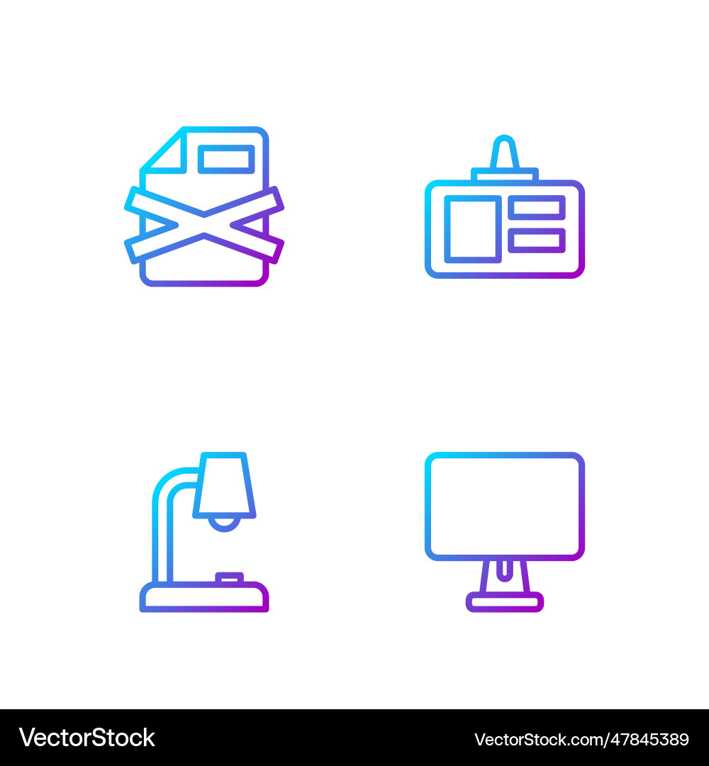 Set line computer monitor table lamp delete file Set line computer monitor table lamp delete file vector image