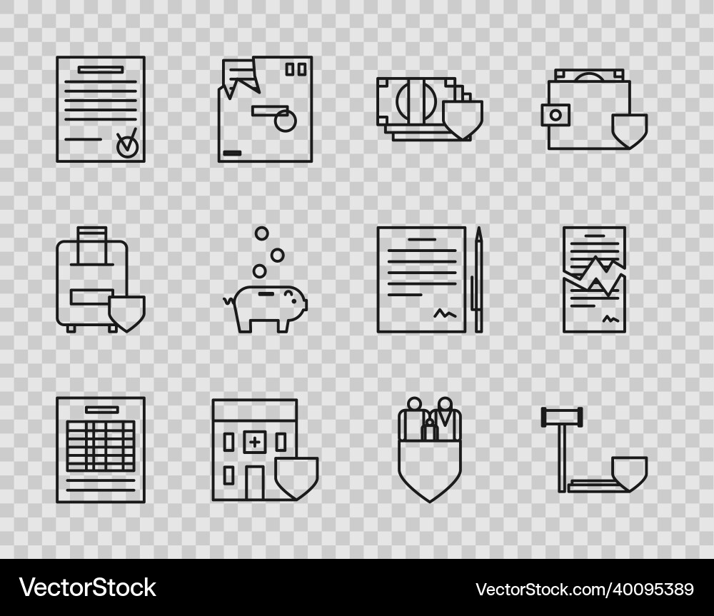 Set line report file document judge gavel Set line report file document judge gavel Vector Image