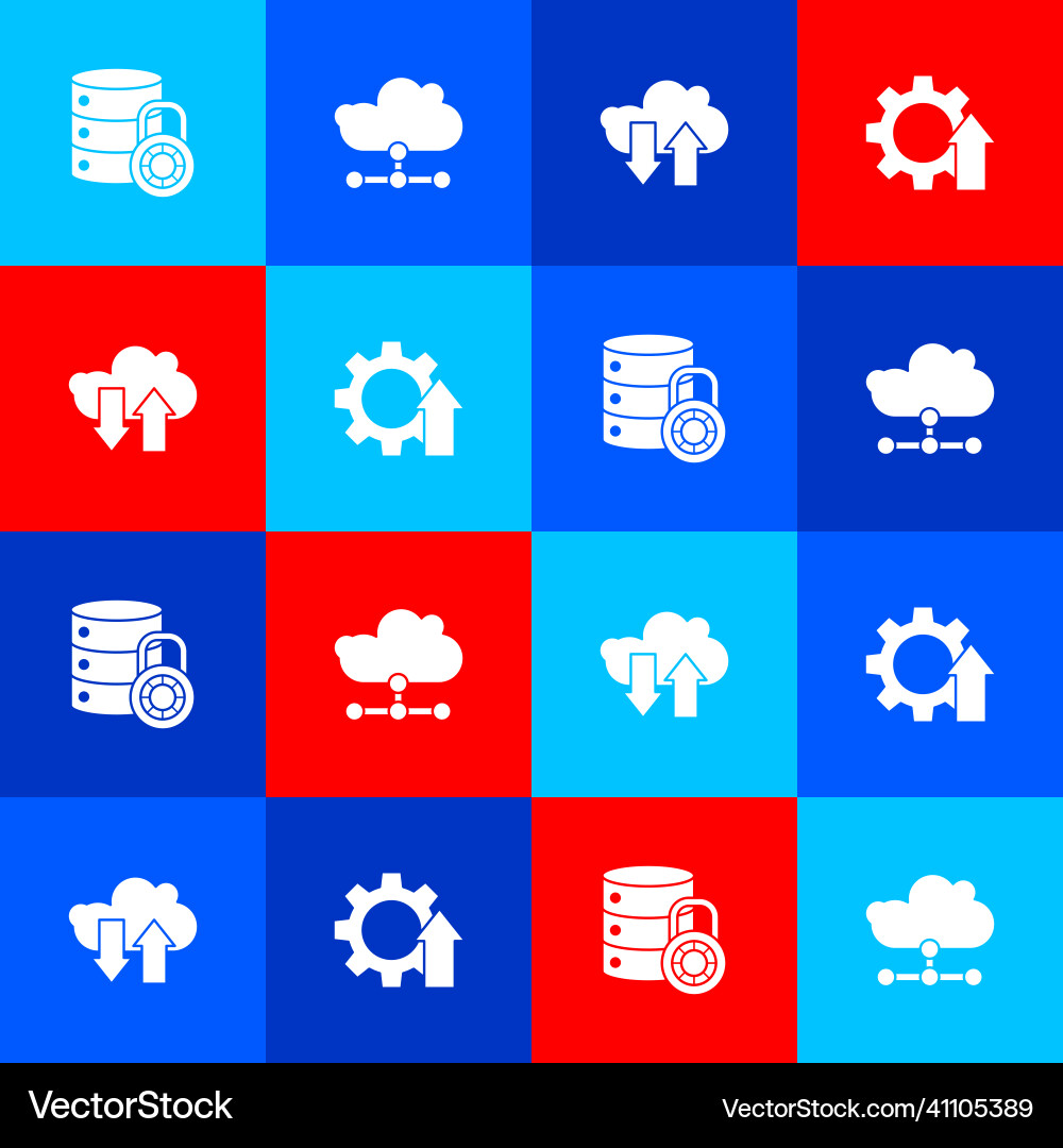 Set server security with lock network cloud Set server security with lock network cloud Vector Image