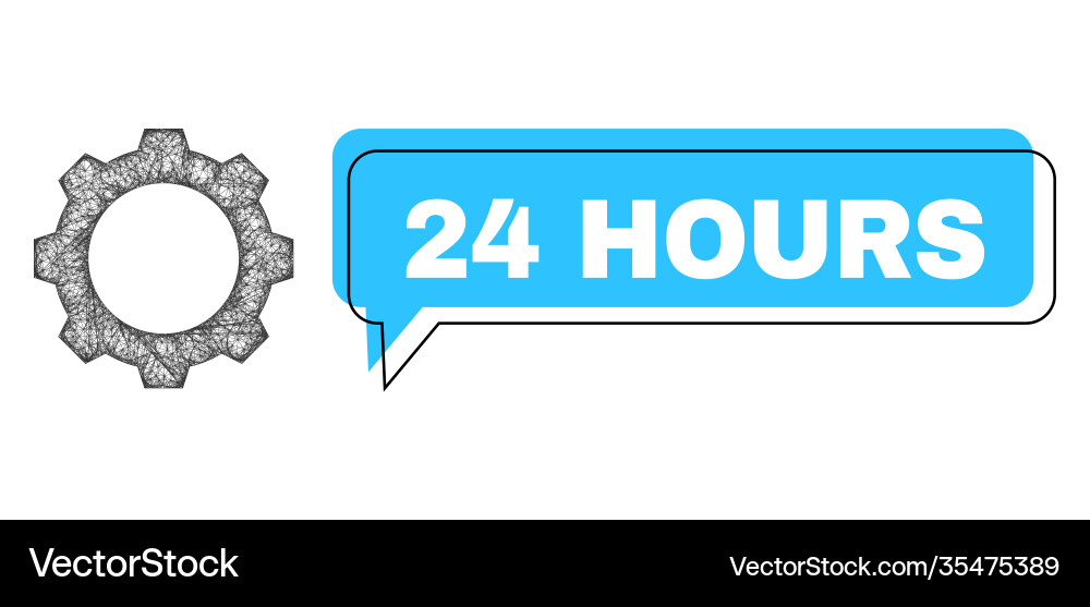 Shifted 24 hours message frame and net mesh gear Shifted 24 hours message frame and net mesh gear Vector Image