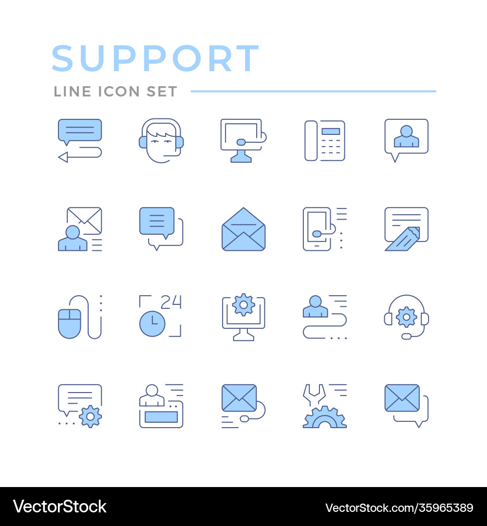 Support Icon Set - Line Style Vector Image