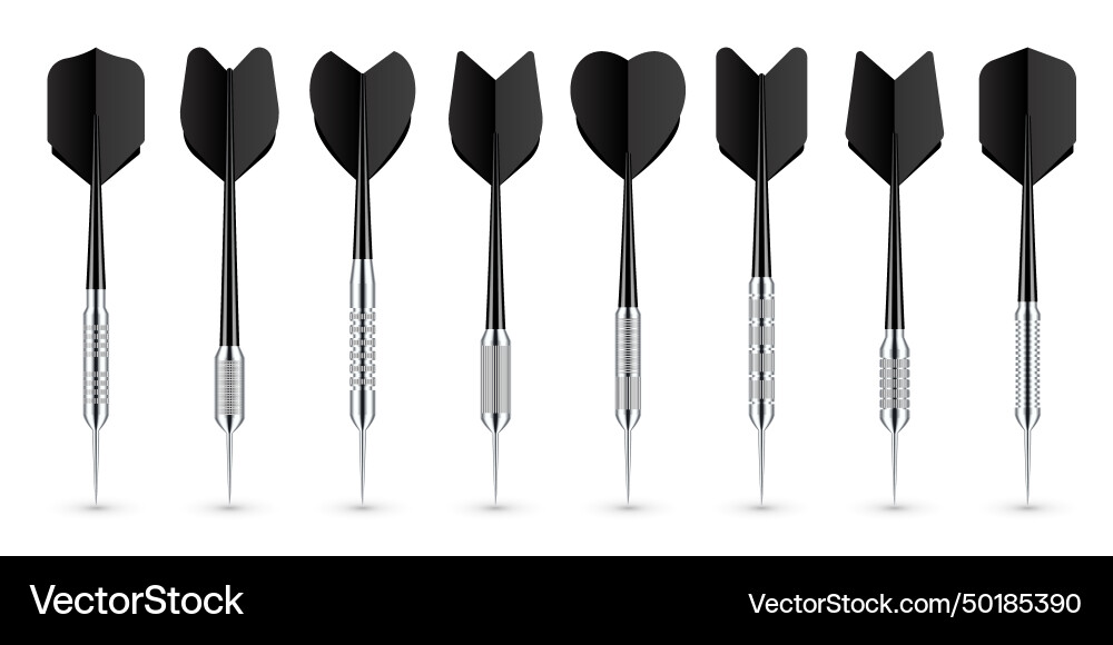 Black dart arrows with metal tip and shadow vector image