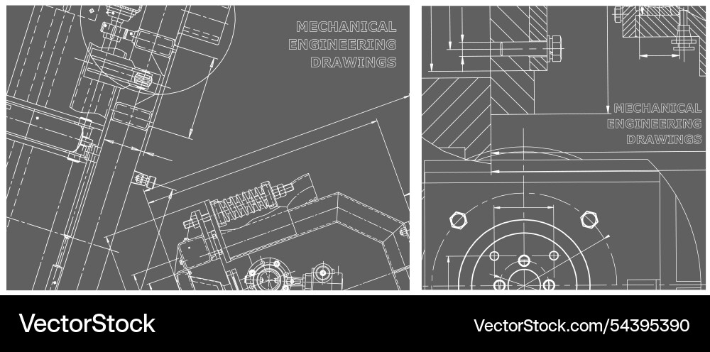Blueprint set engine line drawing Vector Image