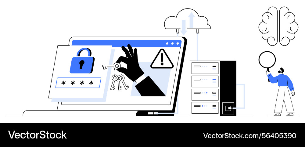 Cybersecurity concept with digital lock hacking Cybersecurity concept with digital lock hacking vector image