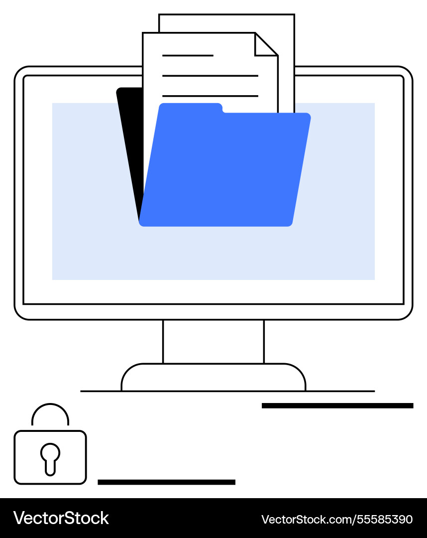 Digital file management concept with folder vector image