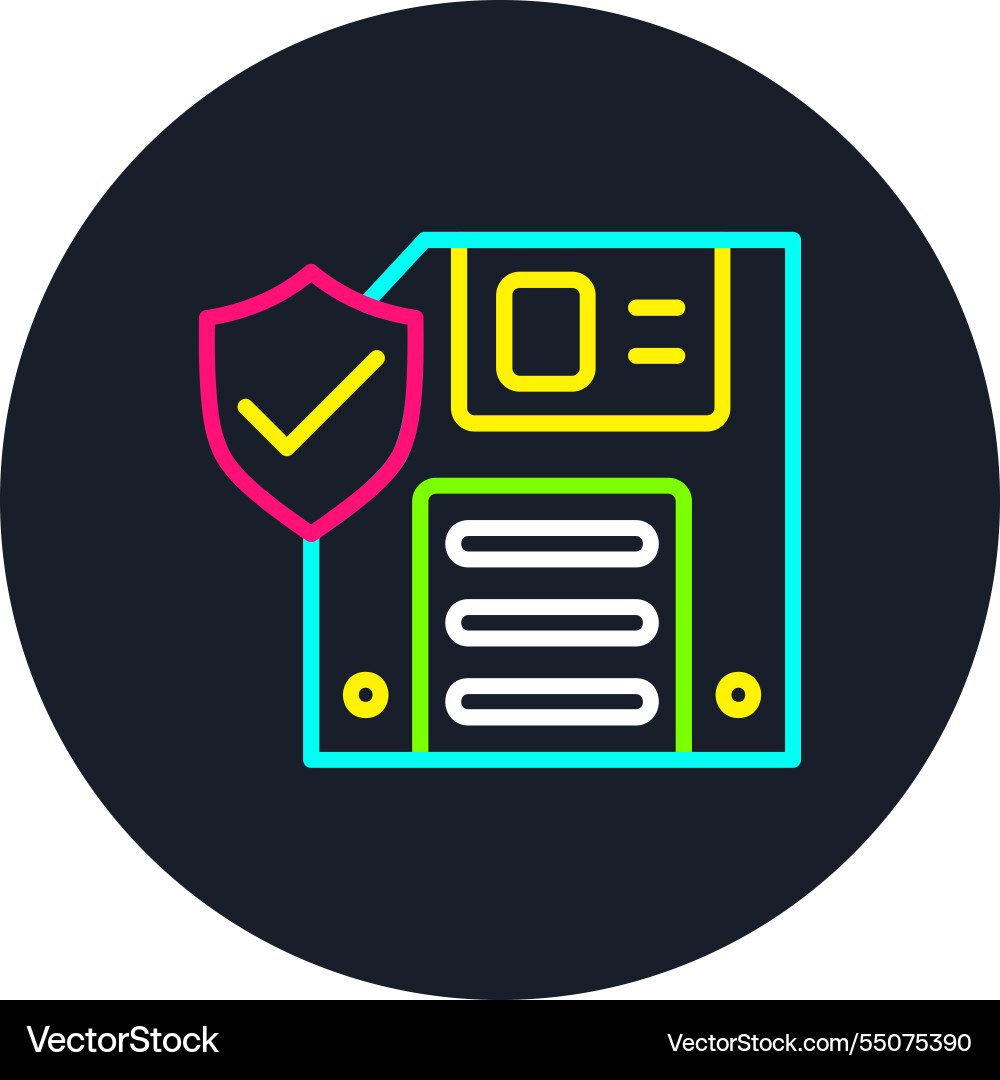 Floppy disk line multi color icon Vector Image